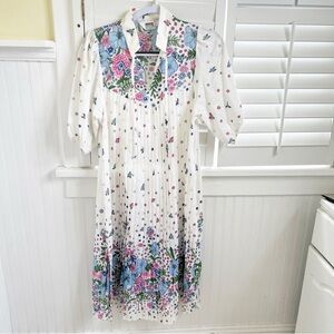 Montgomery Ward Vintage Pleated Floral House Dress Women’s Size 9/10